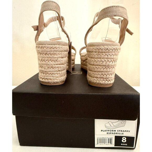 Banana Republic Platform Espadrille Sandals Size 8 Bone Faux Suede Resortwear - Picture 5 of 16